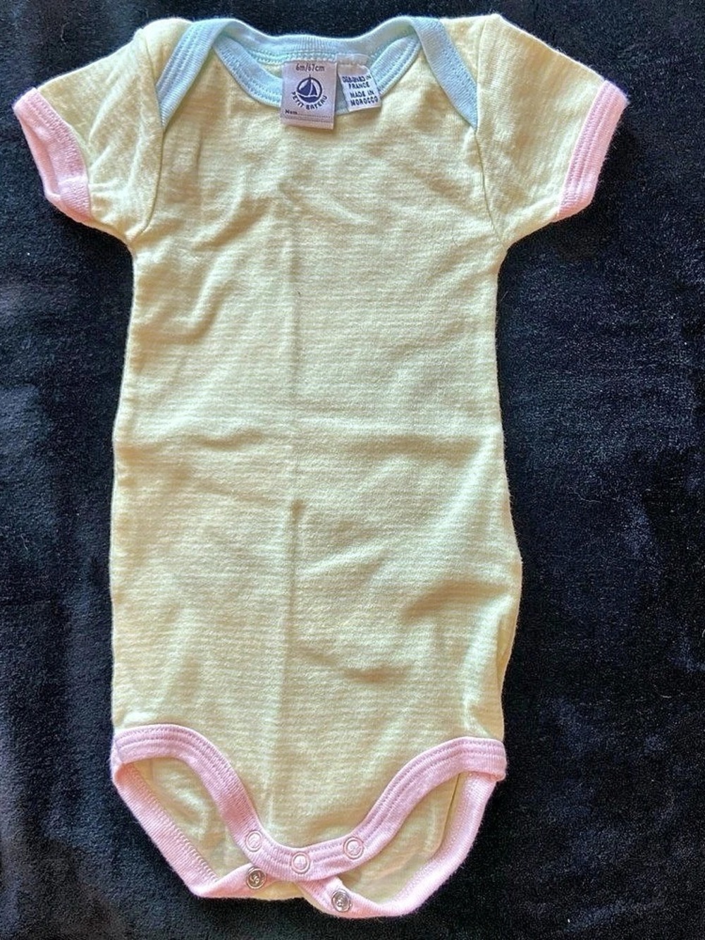 Petit Bateau Striped Bodysuit in Yellow & Pink Like New